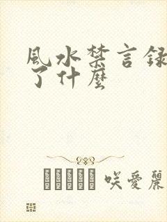 风水禁言录 写了什么