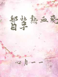 那些热血飞扬的日子