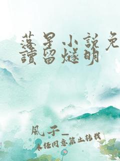 落星小说免费阅读留燧明