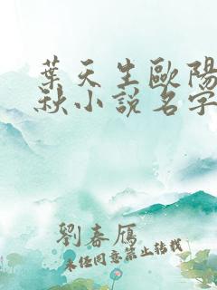 叶天生欧阳欣忆秋小说名字