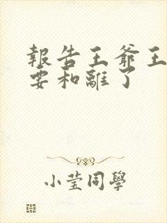 报告王爷王妃又要和离了