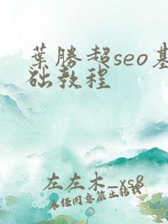 叶胜超seo基础教程