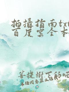 拍摄指南txt百度云全本