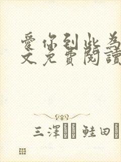 爱你到此为止全文免费阅读