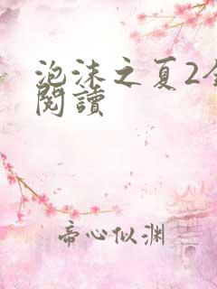 泡沫之夏2全文阅读