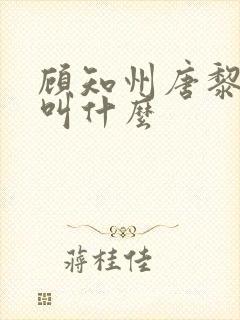 顾知州唐黎书名叫什么