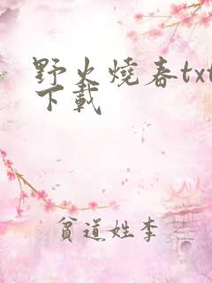 野火烧春txt下载