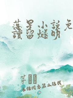 落星小说免费阅读留燧明