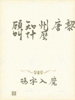 顾知州唐黎书名叫什么