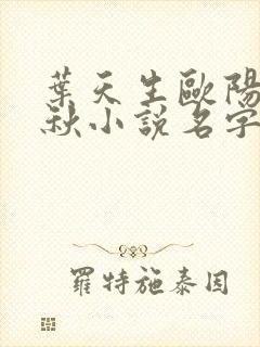 叶天生欧阳欣忆秋小说名字