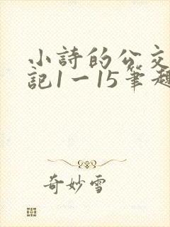 小诗的公交车日记1一15笔趣阁