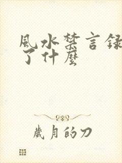 风水禁言录 写了什么