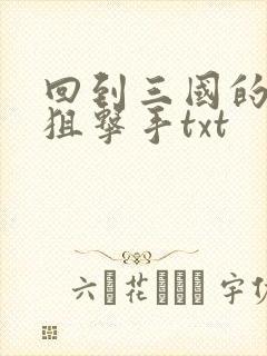 回到三国的特种狙击手txt