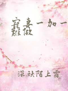 宠妻一加一老婆难做
