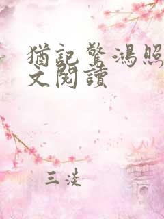 犹记惊鸿照影全文阅读