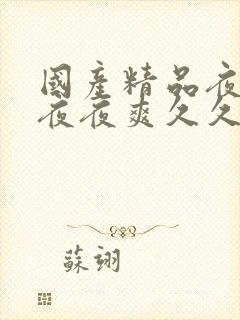 国产精品夜夜春夜夜爽久久小说