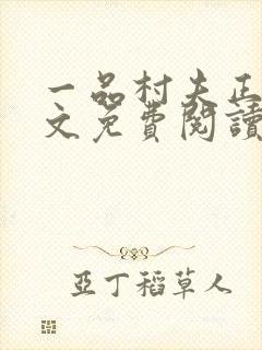 一品村夫正版全文免费阅读