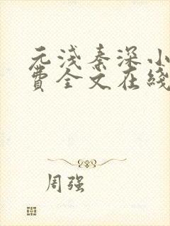 元浅秦深小说免费全文在线