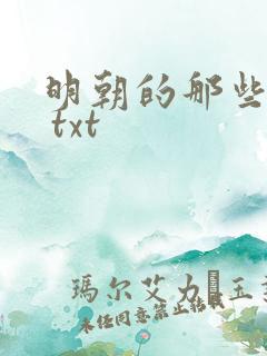 明朝的那些事儿 txt