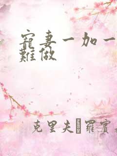 宠妻一加一老婆难做