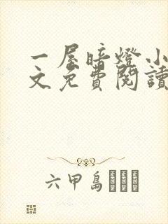 一屋暗灯小说全文免费阅读