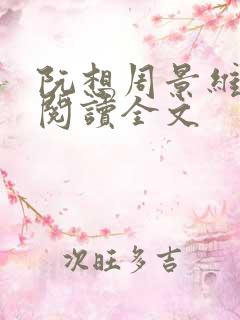阮想周景维免费阅读全文