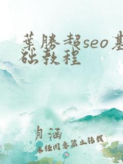 叶胜超seo基础教程