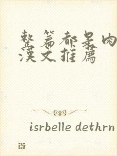 整篇都是肉的糙汉文推荐