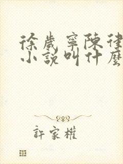 徐岁宁陈律什么小说叫什么名字