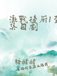 激战后厨1至5集日剧