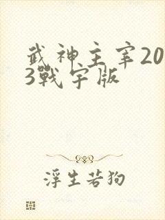 武神主宰2023战宇版