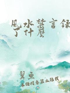 风水禁言录 写了什么