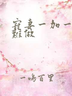 宠妻一加一老婆难做