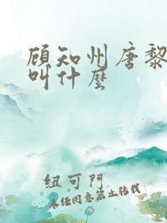 顾知州唐黎书名叫什么