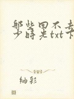 那些回不去的年少时光txt下载