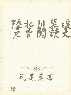 陆北川慕暖全文免费阅读大结局