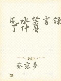 风水禁言录 写了什么