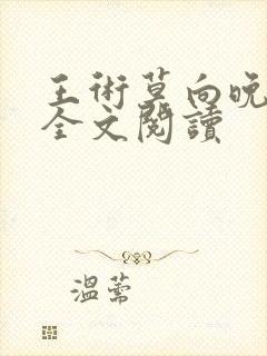 王术莫向晚小说全文阅读