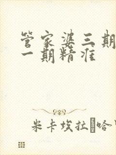 管家婆三期必开一期精准