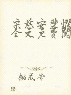 宋慈安裴悯小说全文免费阅读