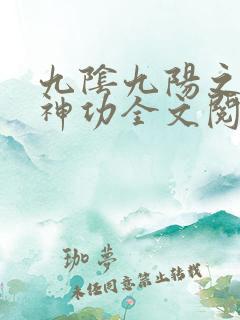 九阴九阳之阴阳神功全文阅读