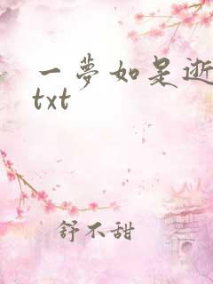 一梦如是逝水长txt