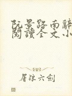 阮景路南辞免费阅读全文小说