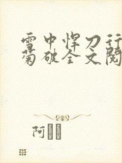 雪中悍刀行姜泥菊破全文阅读