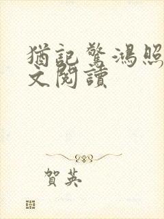 犹记惊鸿照影全文阅读