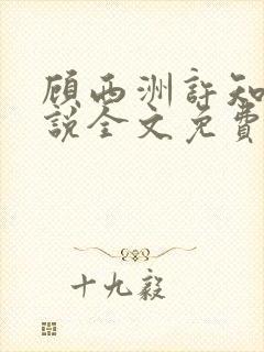 顾西洲许知意小说全文免费阅读