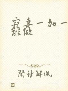 宠妻一加一老婆难做