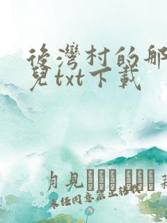 后湾村的那些事儿txt下载