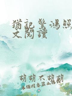 犹记惊鸿照影全文阅读