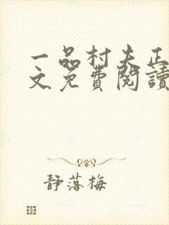 一品村夫正版全文免费阅读